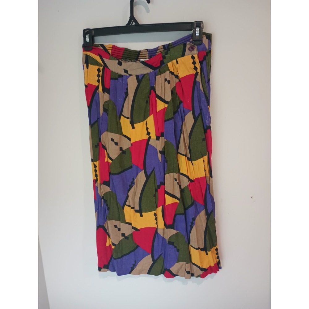 Vintage Haney's Place Skirt Womens Medium USA ILGWU Abstract Geometric Midi 80s